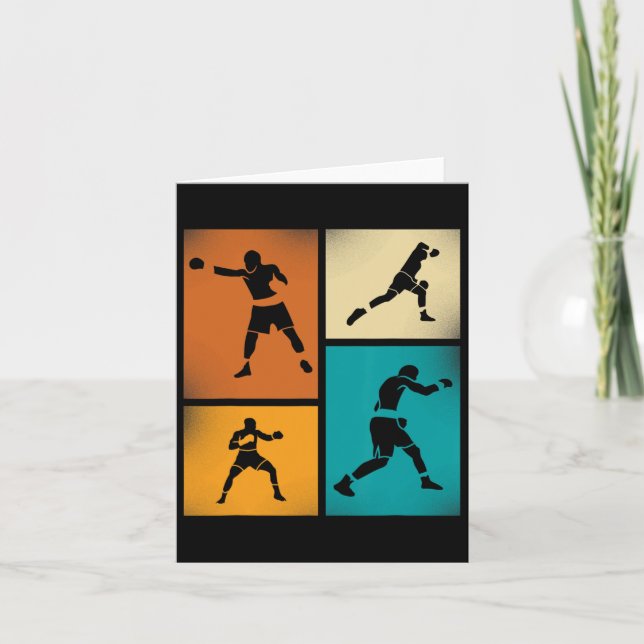 Boxing Champion Silhouette Retro Style Art  Card (Front)