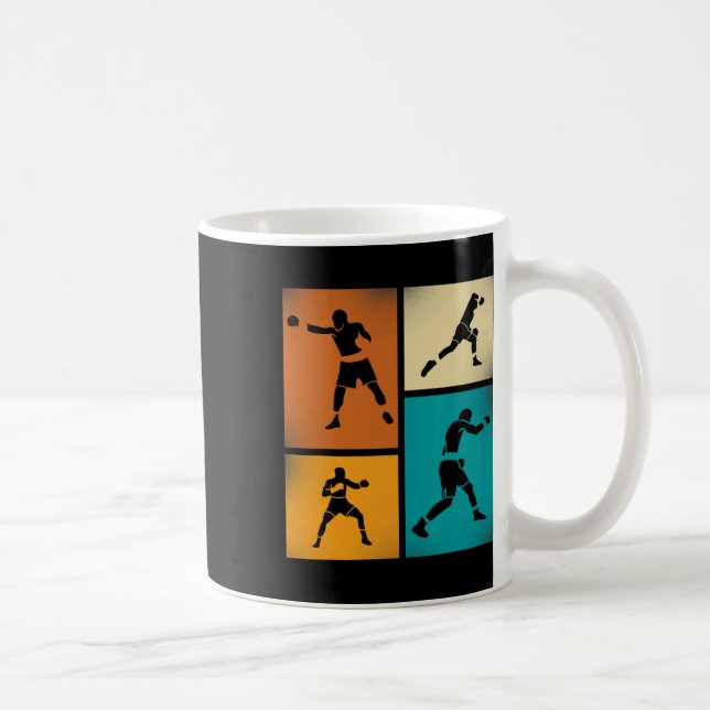 Boxing Champion Silhouette Retro Style Art  Coffee Mug (Right)