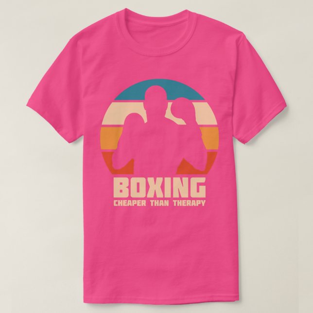 Boxing Cheaper Than Therapy Funny Boxer T-Shirt (Design Front)
