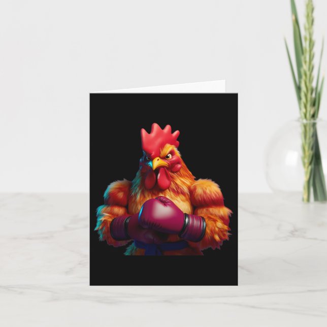 Boxing Chicken Boxer Kickboxer Mma Fighter Combat  Card (Front)