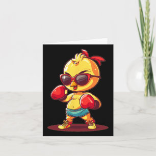 Boxing Chicken With Sungles Costume Card