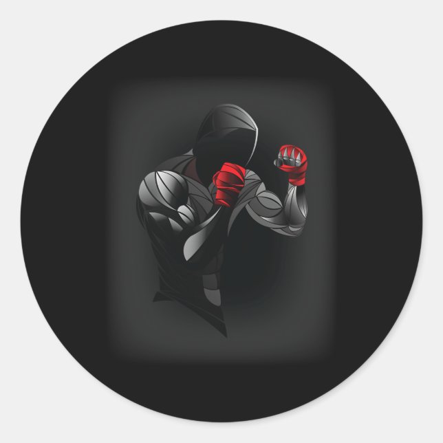 Boxing  classic round sticker (Front)