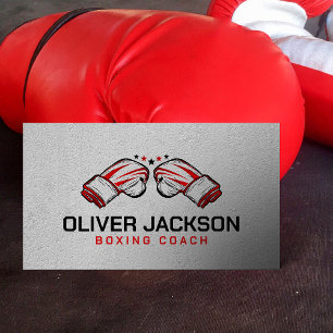 Boxing coach black and Red Gloves Business Card
