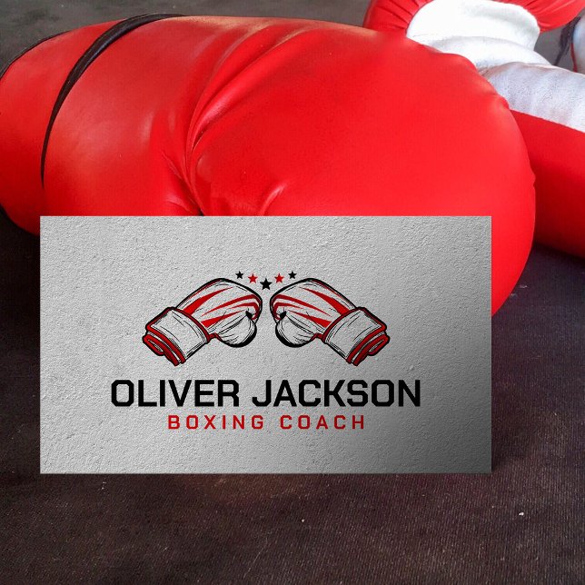 Boxing coach black and Red Gloves  Business Card (Creator Uploaded)