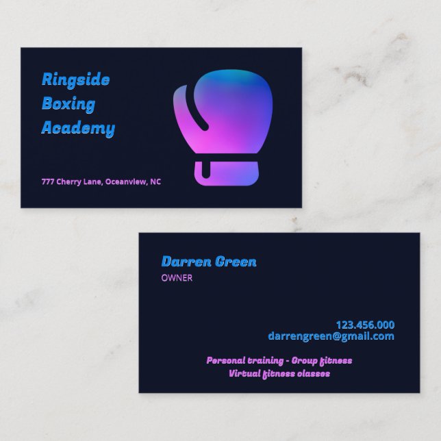 Boxing Coach Club Business Card (Front/Back)