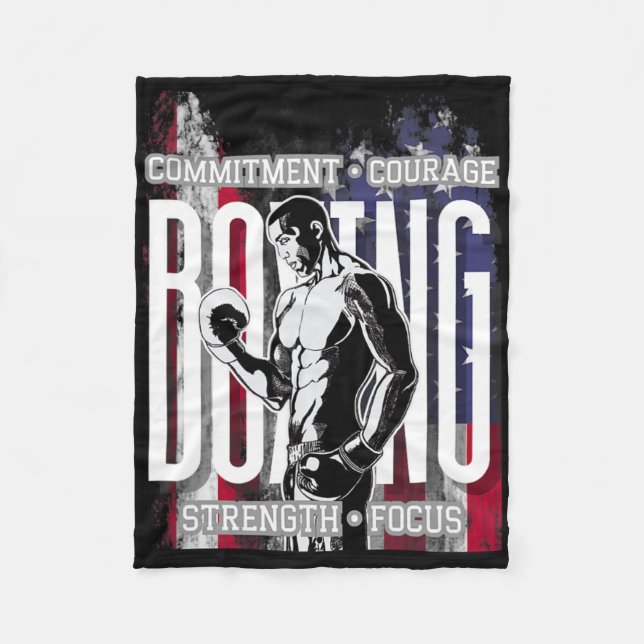 Boxing Commitment Courage Strength Focus  Fleece Blanket (Front)