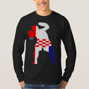 Boxing Croatia Flag Men Boys Box Male Competitive  T-Shirt