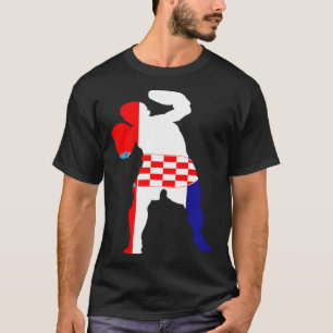 Boxing Croatia Flag Men Boys Box Male Competitive  T-Shirt