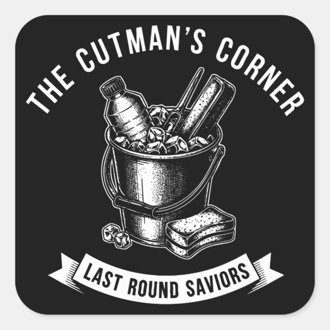  Boxing Cutman Bucket Vintage Design Square Sticker (Front)