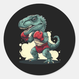 Boxing Dinosaur Boxer Dino Kickboxing T-rex Boxing Classic Round Sticker