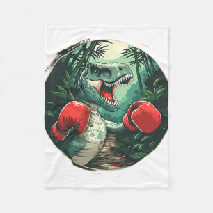 Boxing Dinosaur Boxer Dino Kickboxing T-rex Boxing Fleece Blanket