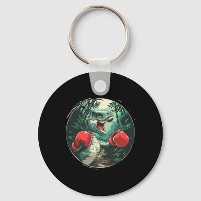 Boxing Dinosaur Boxer Dino Kickboxing T-rex Boxing Key Ring (Front)