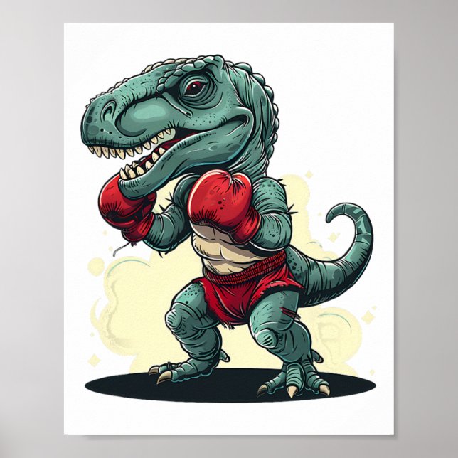 Boxing Dinosaur Boxer Dino Kickboxing T-rex Boxing Poster (Front)