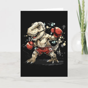 Boxing Dinosaur Boxer T-rex Kickboxing Dino Boxing Card