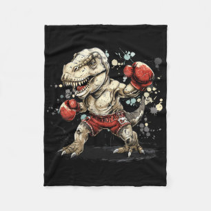 Boxing Dinosaur Boxer T-rex Kickboxing Dino Boxing Fleece Blanket
