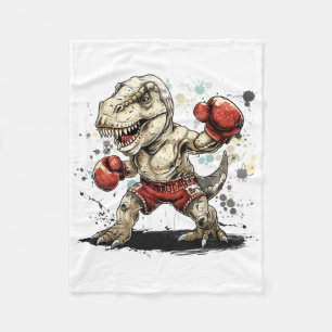 Boxing Dinosaur Boxer T-rex Kickboxing Dino Boxing Fleece Blanket