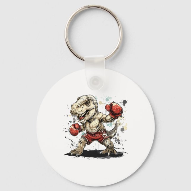 Boxing Dinosaur Boxer T-rex Kickboxing Dino Boxing Key Ring (Front)