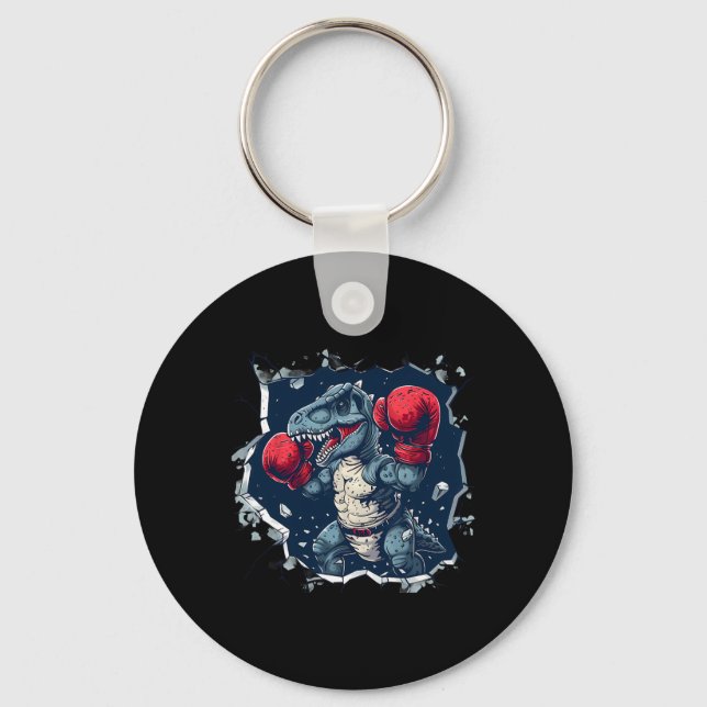 Boxing Dinosaur Boxer T-rex Kickboxing Dino Boxing Key Ring (Front)
