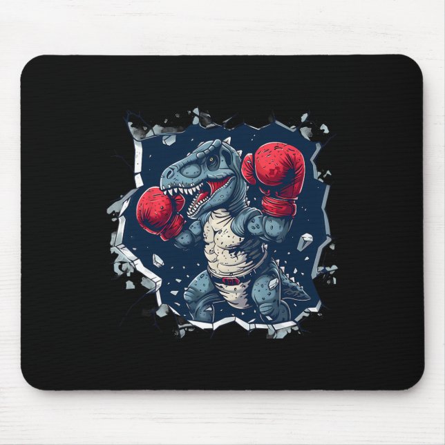 Boxing Dinosaur Boxer T-rex Kickboxing Dino Boxing Mouse Pad (Front)