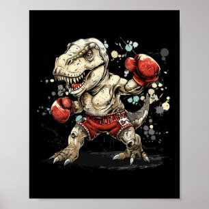 Boxing Dinosaur Boxer T-rex Kickboxing Dino Boxing Poster