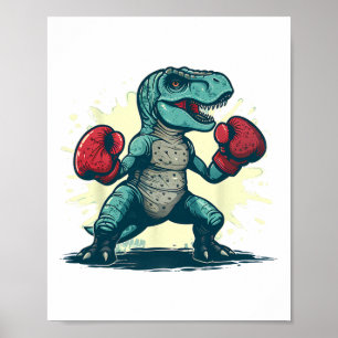 Boxing Dinosaur Boxer T-rex Kickboxing Dino Boxing Poster
