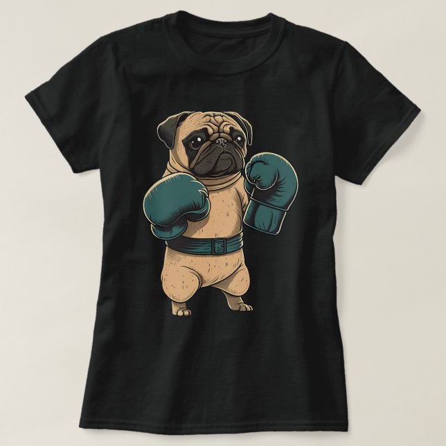 Boxing Dog Pug Boxer Boxing Gloves MMA Kickboxer K T-Shirt (Design Front)