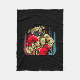 Boxing Dog Wearing Heavyweight Boxing Gloves Bulld Fleece Blanket