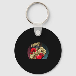 Boxing Dog Wearing Heavyweight Boxing Gloves Bulld Key Ring