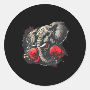 Boxing Elephant Lover Boxing Gloves Kickboxing Fun Classic Round Sticker