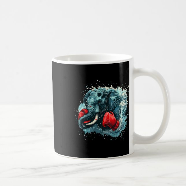 Boxing Elephant Lover Boxing Gloves Kickboxing Fun Coffee Mug (Right)