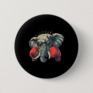 Boxing Elephant With Boxing Gloves Kickboxing Funn 6 Cm Round Badge