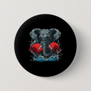 Boxing Elephant With Boxing Gloves Kickboxing Funn 6 Cm Round Badge