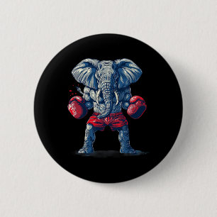 Boxing Elephant With Boxing Gloves Kickboxing Funn 6 Cm Round Badge