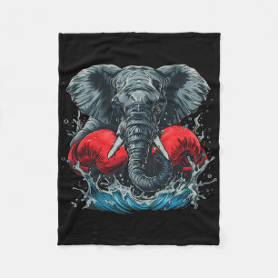 Boxing Elephant With Boxing Gloves Kickboxing Funn Fleece Blanket