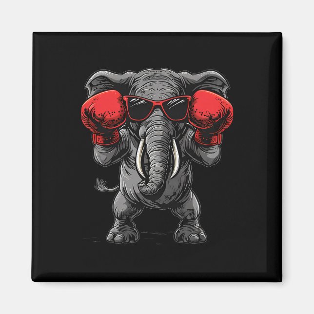 Boxing Elephant With Boxing Gloves Kickboxing Funn Magnet (Front)