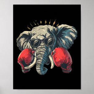Boxing Elephant With Boxing Gloves Kickboxing Funn Poster
