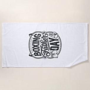 Boxing Father Day Vintage Engraving Shirt Design_1 Beach Towel
