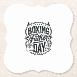 Boxing Father Day Vintage Engraving Shirt Design_1 Paper Coaster