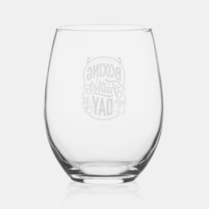 Boxing Father Day Vintage Engraving Shirt Design_1 Stemless Wine Glass