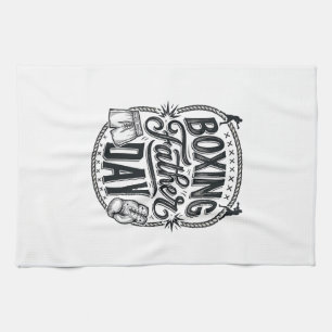 Boxing Father Day Vintage Engraving Shirt Design_1 Tea Towel