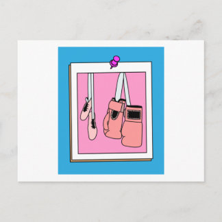 Boxing Female Boxer Retro Boxing Gloves Postcard