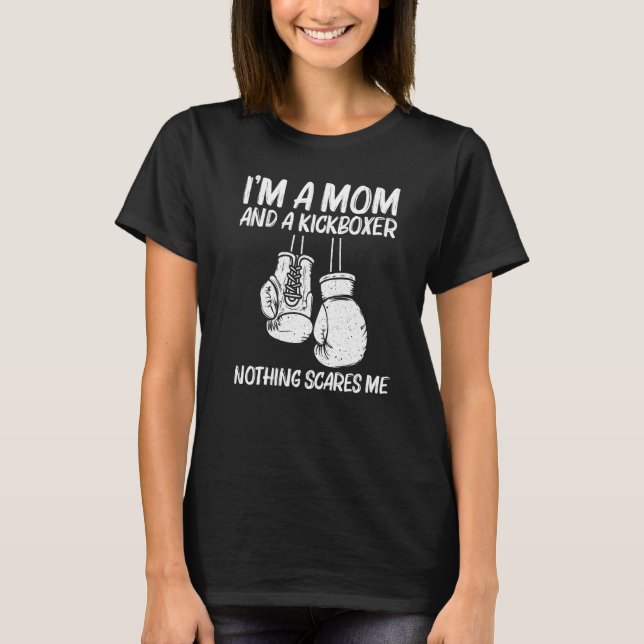 Boxing For Mom Mama Kickboxing Coach Boxer Gloves T-Shirt (Front)