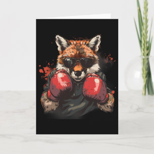 Boxing Fox With Boxing Gloves Kickboxing Funny Box Card