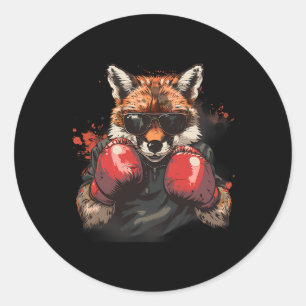 Boxing Fox With Boxing Gloves Kickboxing Funny Box Classic Round Sticker