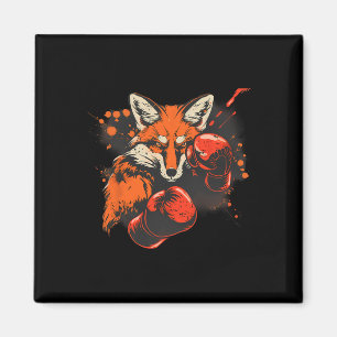 Boxing Fox With Boxing Gloves Kickboxing Funny Box Magnet