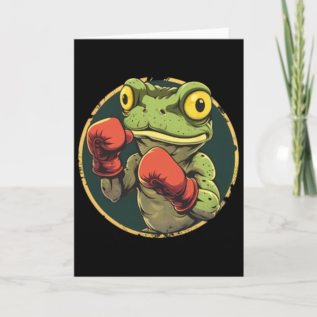 Boxing Frog With Boxing Gloves Kickboxing Funny Bo Card (Front)