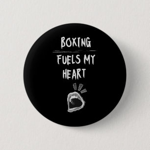 Boxing Fuels My Heart Punching Bag Gloves Workout 6 Cm Round Badge