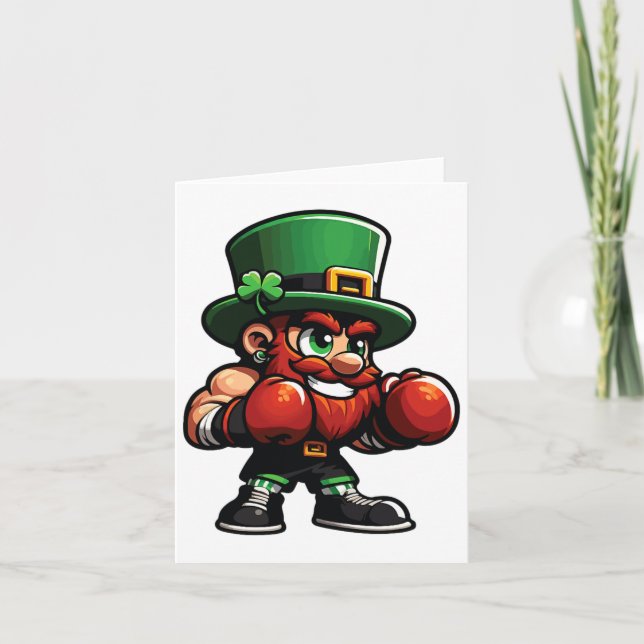 Boxing Funny St. Patrick Day Lucky Irish Shamrock  Card (Front)