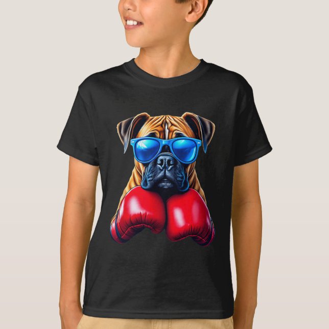 Boxing German Boxer Dog Kickboxing Cool  T-Shirt (Front)