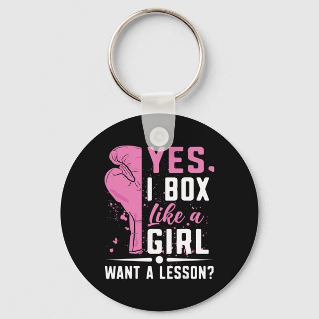 Boxing Girl Boxer  Key Ring (Front)